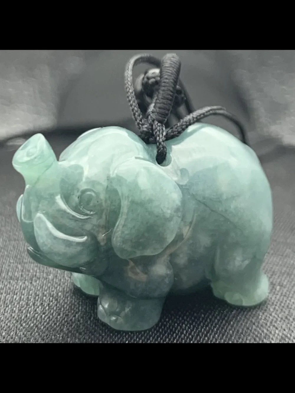 Certificate Jadeite Jade Grade A Luck Green Elephant chunk up pendant